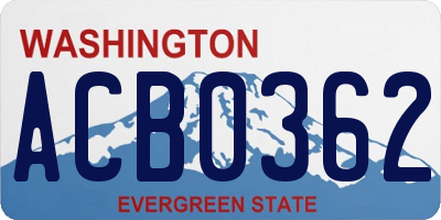 WA license plate ACB0362