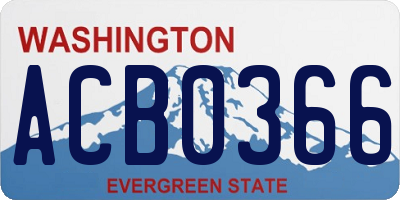 WA license plate ACB0366