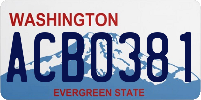 WA license plate ACB0381
