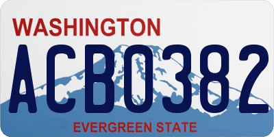 WA license plate ACB0382