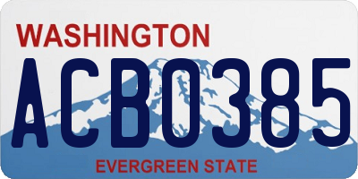 WA license plate ACB0385