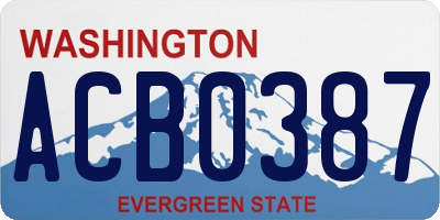 WA license plate ACB0387