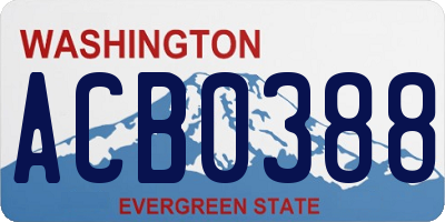 WA license plate ACB0388