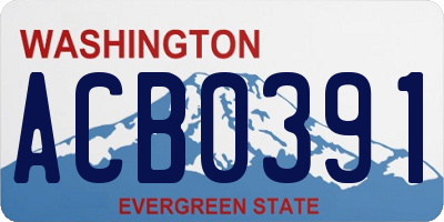 WA license plate ACB0391