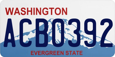 WA license plate ACB0392