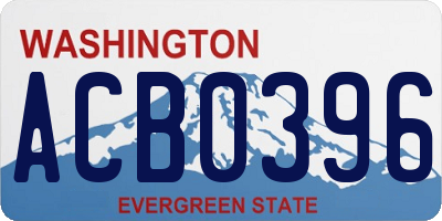 WA license plate ACB0396