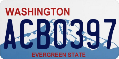 WA license plate ACB0397