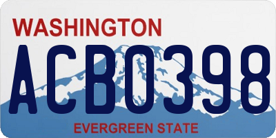 WA license plate ACB0398