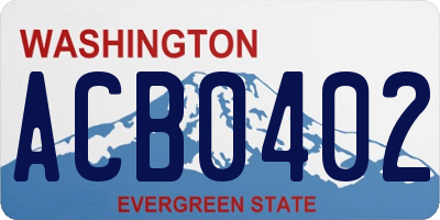 WA license plate ACB0402