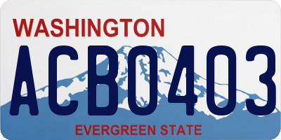 WA license plate ACB0403