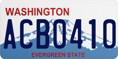 WA license plate ACB0410