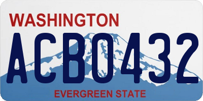 WA license plate ACB0432