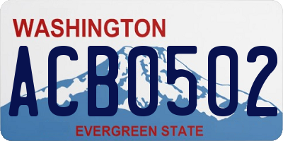 WA license plate ACB0502