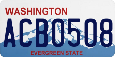 WA license plate ACB0508