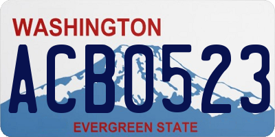 WA license plate ACB0523
