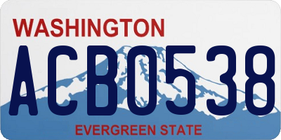 WA license plate ACB0538