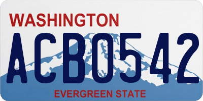 WA license plate ACB0542