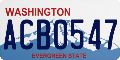 WA license plate ACB0547