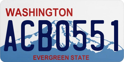 WA license plate ACB0551