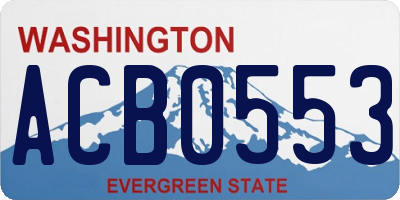 WA license plate ACB0553