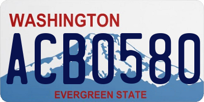 WA license plate ACB0580