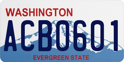 WA license plate ACB0601