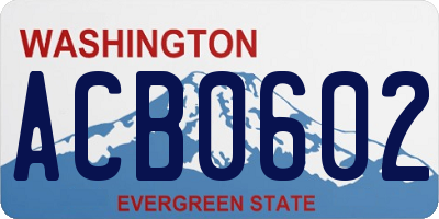 WA license plate ACB0602