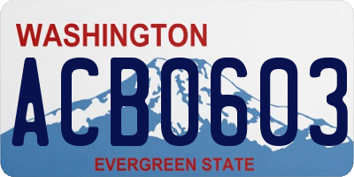 WA license plate ACB0603