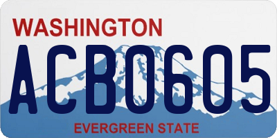 WA license plate ACB0605