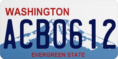 WA license plate ACB0612
