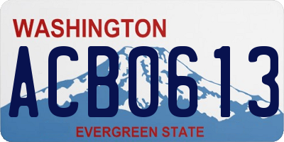WA license plate ACB0613