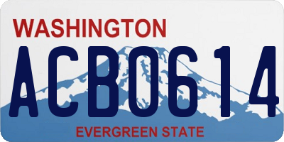 WA license plate ACB0614