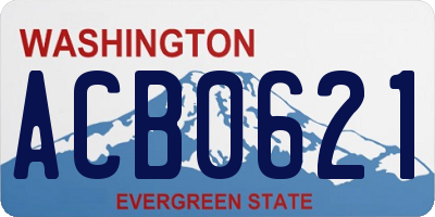 WA license plate ACB0621