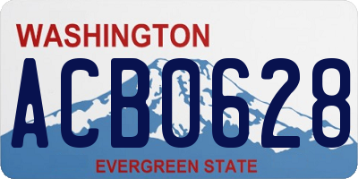 WA license plate ACB0628