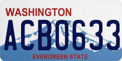 WA license plate ACB0633