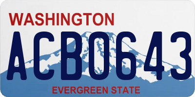 WA license plate ACB0643