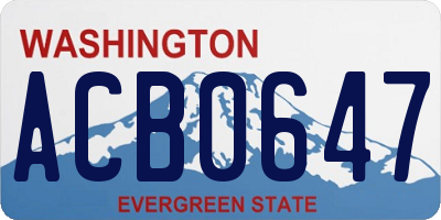 WA license plate ACB0647