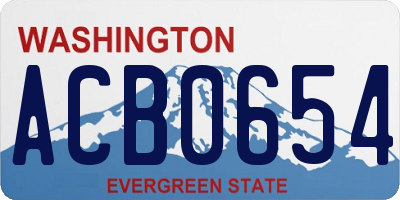 WA license plate ACB0654