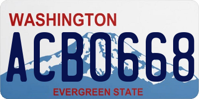 WA license plate ACB0668