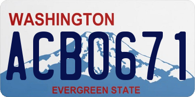 WA license plate ACB0671
