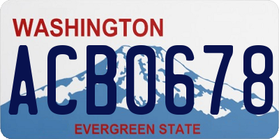 WA license plate ACB0678