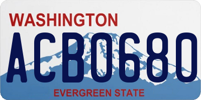 WA license plate ACB0680