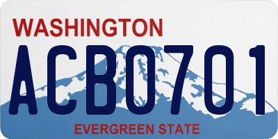 WA license plate ACB0701