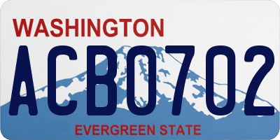 WA license plate ACB0702