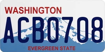 WA license plate ACB0708