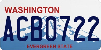 WA license plate ACB0722