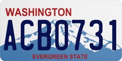 WA license plate ACB0731