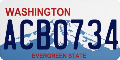 WA license plate ACB0734