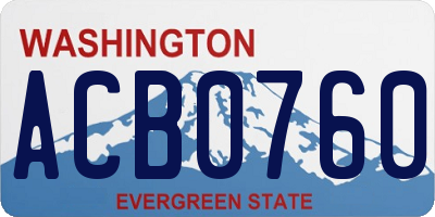 WA license plate ACB0760