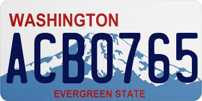 WA license plate ACB0765